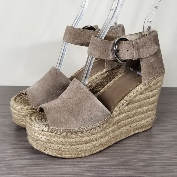 Marc Fisher LTD Lalida Espadrille Wedge Sandals, Tan Suede, Womens Size 5.5 M - Picture 3 of 12